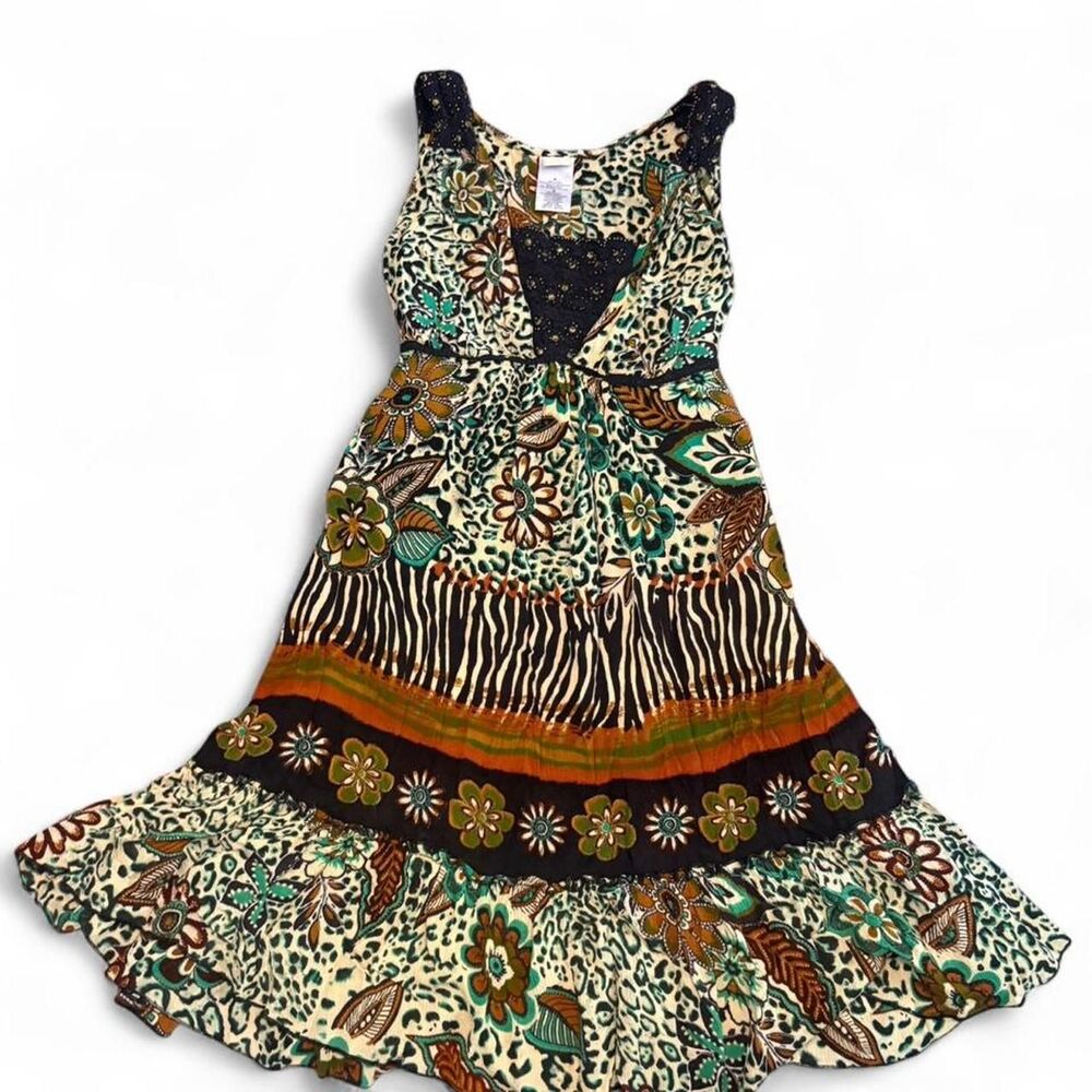 Women's Forbidden Y2k Era Multi Pattern Beaded Midi Dress size M